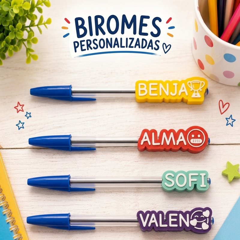 Biromes personalizadas con nombre y emoji